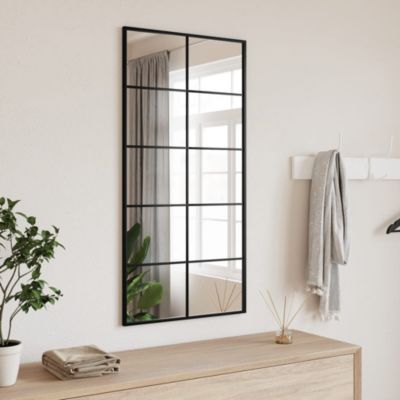 Wall Mirror Black Glass 19.7 x 39.4 in Wall mounting
