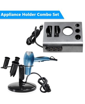 2Pcs Tabletop Salon Appliance Holders Hair Tool Stands Blow Dryer Hair Iron w/ 3 Outlets