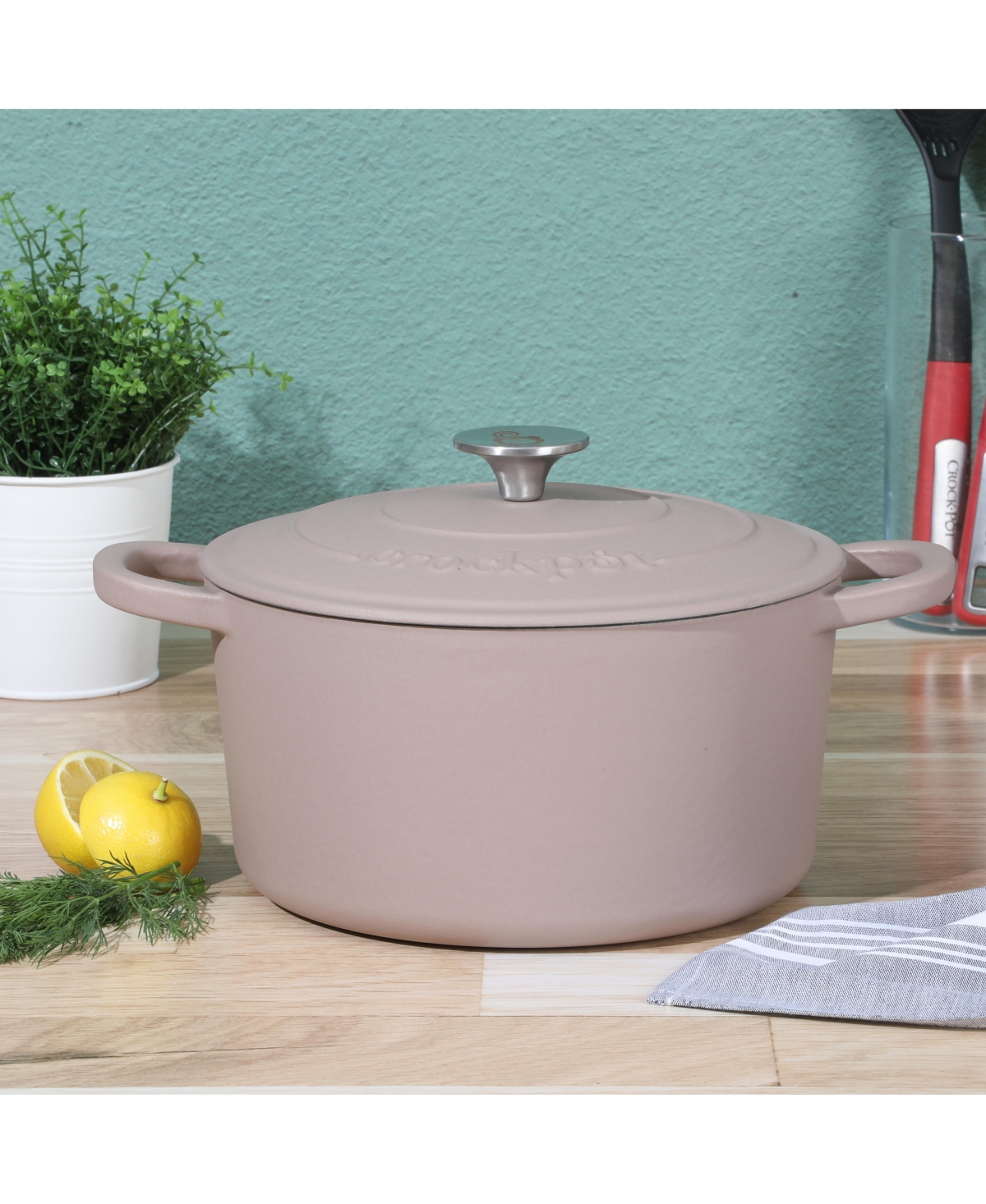 Crock-Pot Crock Pot Artisan 5-Quart Round Dutch Oven -Pink - Matte dusty