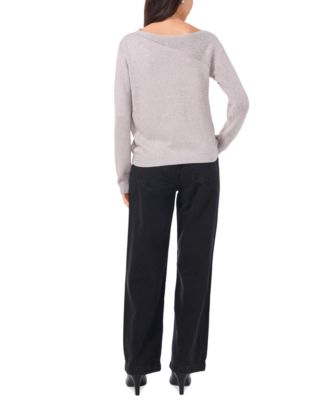 Women's Metallic Asymmetric Cutout Sweater