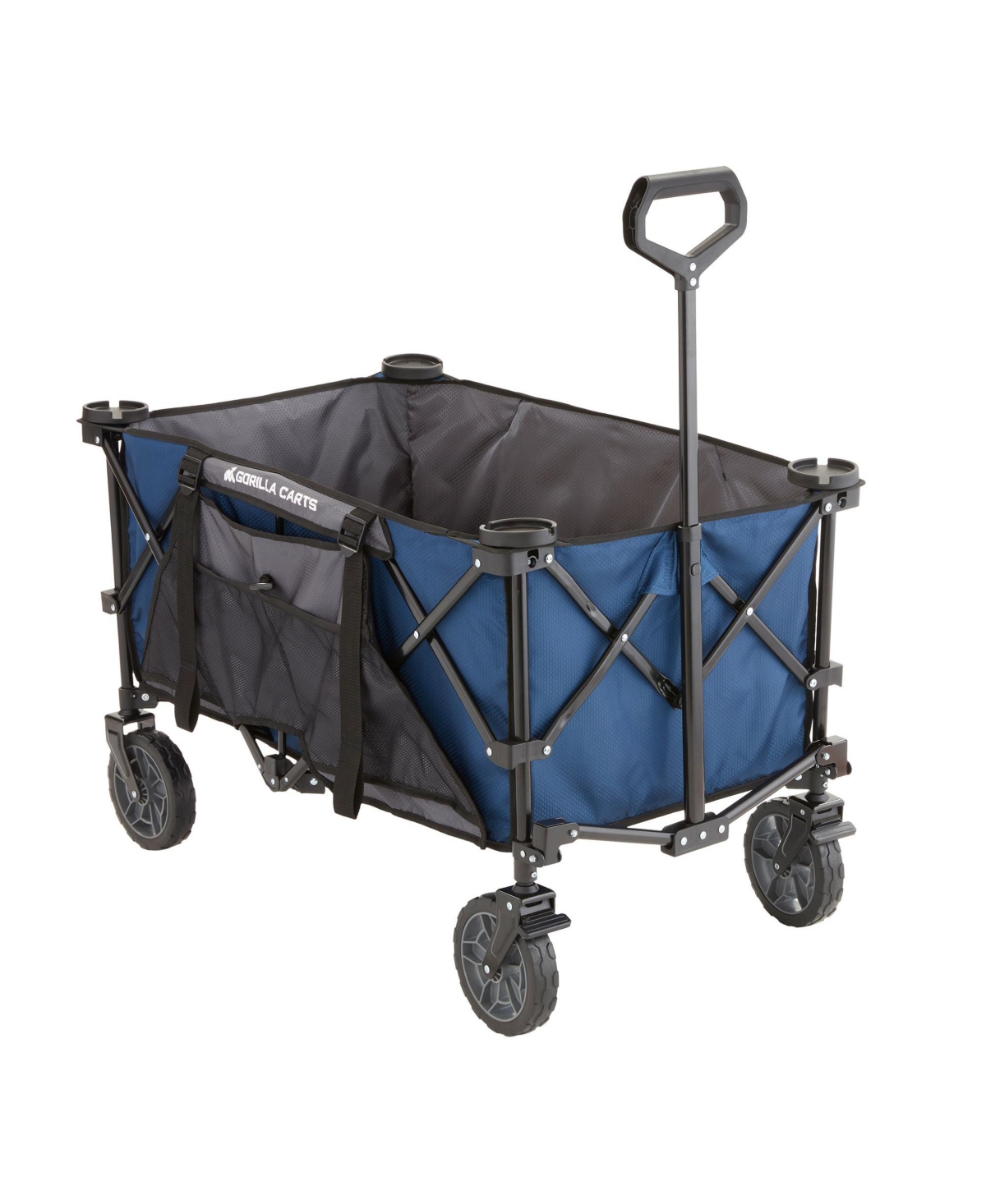 7 Cubic Feet Foldable Utility Beach Wagon with Oversized Bed, Blue - Blue