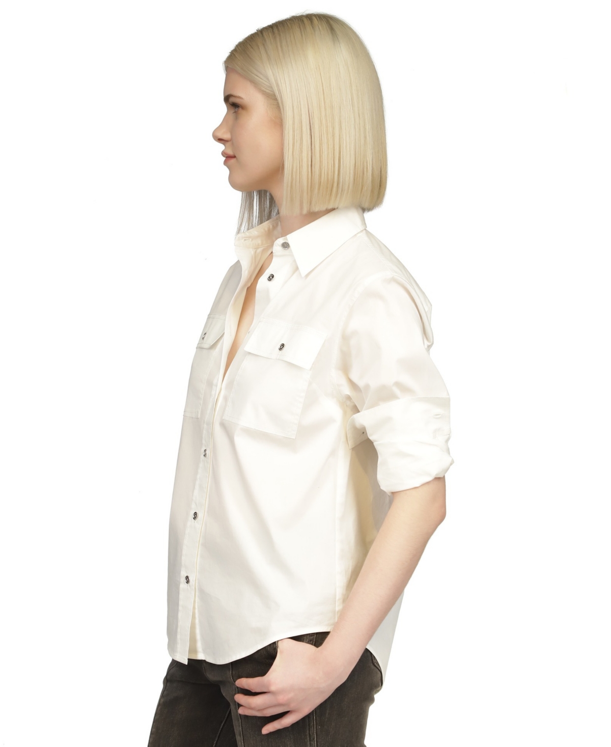 Michael Michael Kors Women's Poplin Tab-Sleeve Utility Top