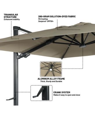 10 ft. 360 B0; Rotation Square Cantilever Patio Umbrella with Base and LED Light