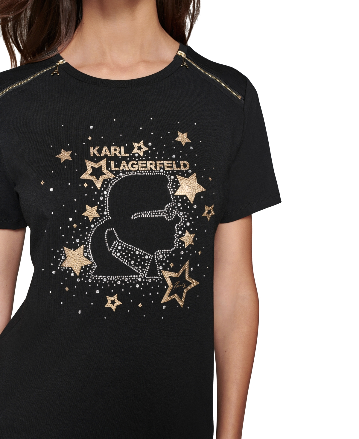 Karl Lagerfeld Paris Women's Embellished Graphic T-Shirt