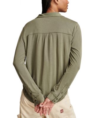 Women's Sandwash Long Sleeve Button Front Shirt