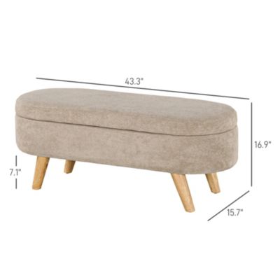 Storage Ottoman Bench, 43.3" Upholste End of Bed Bench,