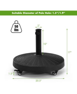 50 LBS Patio Wicker Style Resin Umbrella Base Stand Heavy Duty with Wheels