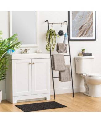 USA Free-Standing Clothing Rack, Clothes Organizer, Ladder Style, Metal Garment Rack, Black