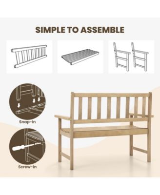 Outdoor Indonesia Teak Wood Garden Bench 2-Person with Backrest and Armrests