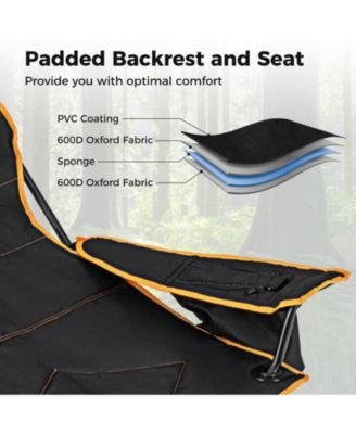 Folding Camping Chair with Footrest Camping Lounge Chair with Carry Bag-Black