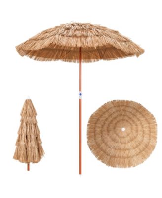 6 Feet Thatched Patio Umbrella with Tilt Design and Carrying Bag