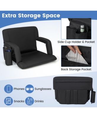 Stadium Seat for Bleachers with Back Support 6 Adjustable Positions-Black