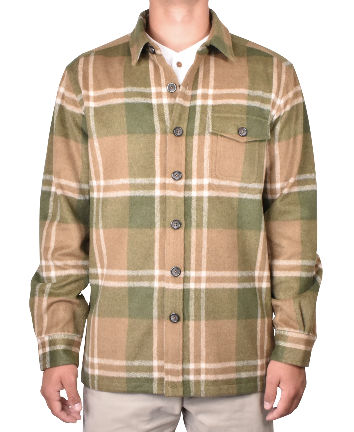 Men's Buffalo Plaid Shirt Jacket - Charcoal/Navy