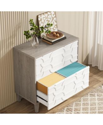 2-Drawer File Cabinet, Lateral Filing Cabinet, Office Storage Cabinet, Printer Stand with Storage Drawer for Home Office