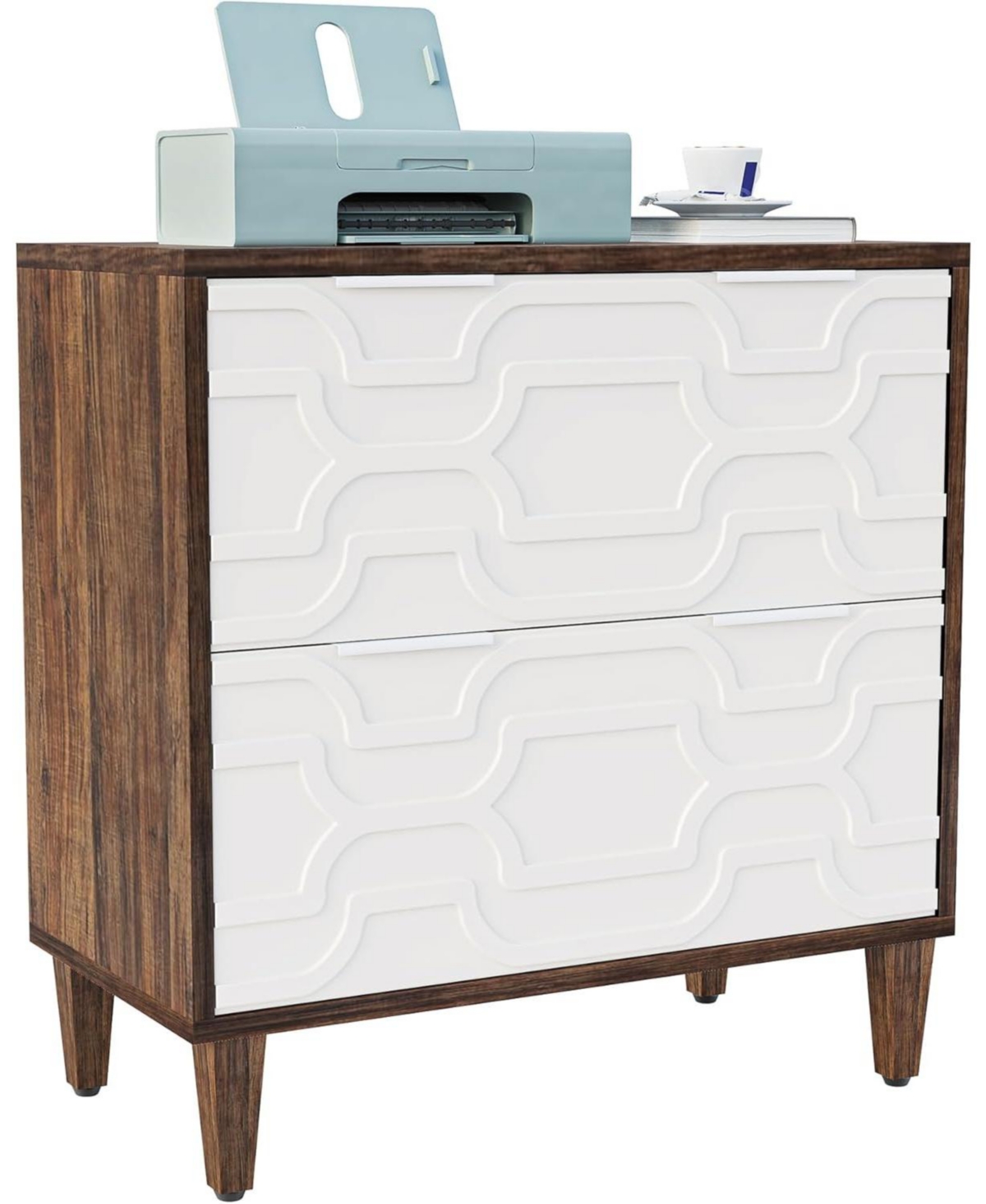 Tribesigns 2-Drawer File Cabinet, Lateral Filing Cabinet for A4/Letter/Legal Office Storage Cabinet, Printer Stand with Storage Drawer for Home