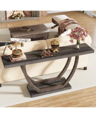 Console Table for Entryway: 63 Inches Farmhouse Wood Entry Foyer Table for Entrance, Narrow Long Sofa Table Behind Couch with Metal Legs