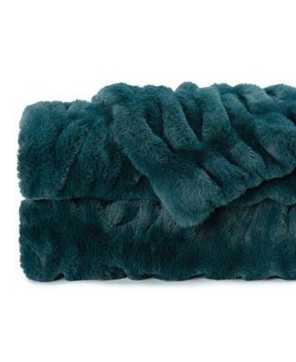 Premium Ruched Faux Fur & Mink Reversible Blanket, Throw