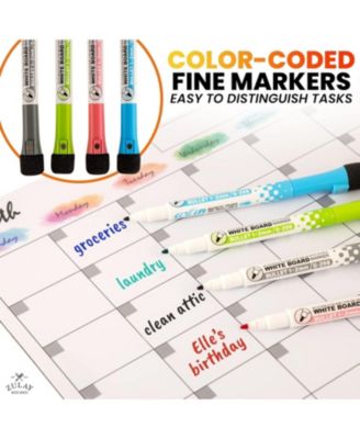 Magnetic Whiteboard Calendar Kit – Includes Notepad, 4 Markers & Eraser for Fridge