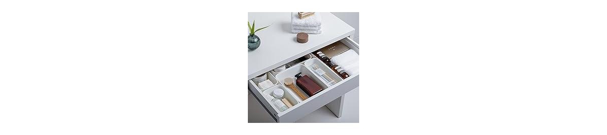 Superio Decorative Plastic Drawer Organizer Trays, Grey (Set of 4)