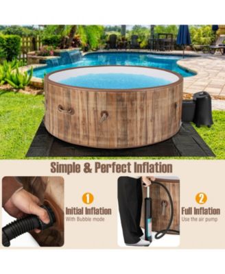 72 Inches Inflatable Hot Tub SPA with 120 Air Jets Electric Heater Pump for 4-6 Person-Coffee