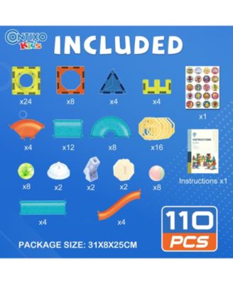 Magnetic Light-Up 3D Tiles Building Set – 110 Piece STEM Marble Run Blocks for Kids, Fun Educational Toy for Boys & Girls Ages 3-10+