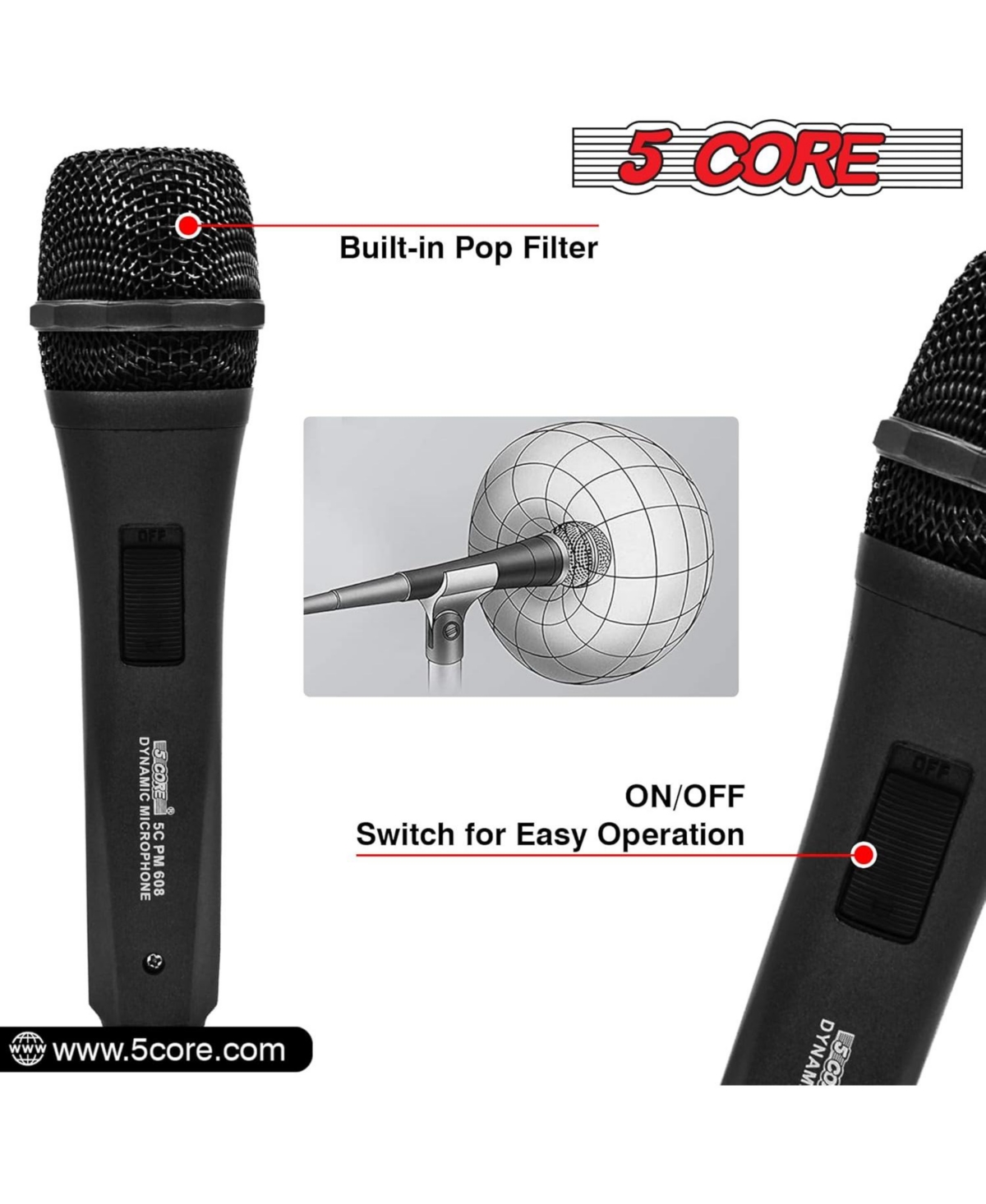 5 Core Microphone Xlr Dynamic Karaoke Singing Handheld Microfono Professional Vocal Dj Music Mic