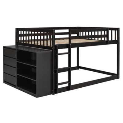  Full-over-Full Bunk Bed with 4 Storage Drawers and 3 Shelves