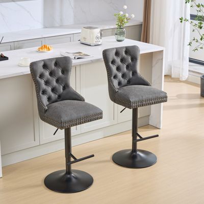  Retro-Style Adjustable Barstools with Tufted Backs