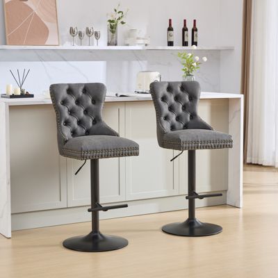  Retro-Style Adjustable Barstools with Tufted Backs