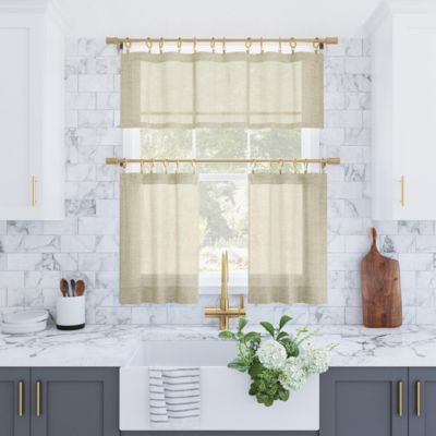 Slub Textured Linen Blend Cafe Curtain Valance