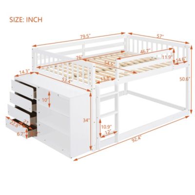 Streamdale Full over Full Bunk Bed with 4 Drawers and 3 Shelves-Gray