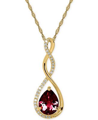 Macy&#39;s Birthstone and Diamond (1/10 ct. t.w.) 18&quot; Pendant Necklace in 14k White or Yellow Gold ...