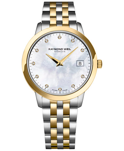 RAYMOND WEIL Women's Swiss Toccata Diamond Accent Two-Tone PVD Stainless Steel Bracelet Watch 34mm 5388-STP-97081