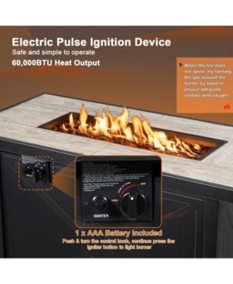 42 Inch 60000 BTU Propane Fire Pit Table with Ceramic Tabletop