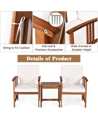 3PC Solid Wood Outdoor Patio Sofa Furniture Set