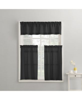 Martine Microfiber Semi-Sheer Rod Pocket Kitchen Curtain Valance and Tiers Set