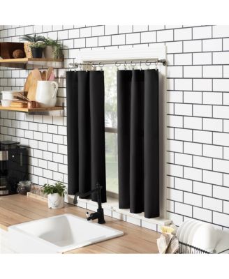 Martine Microfiber Semi-Sheer Rod Pocket Kitchen Curtain Valance and Tiers Set