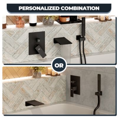 Doux Wall Mounted Waterfall Tub Spout with Diverter and Handheld Shower Head