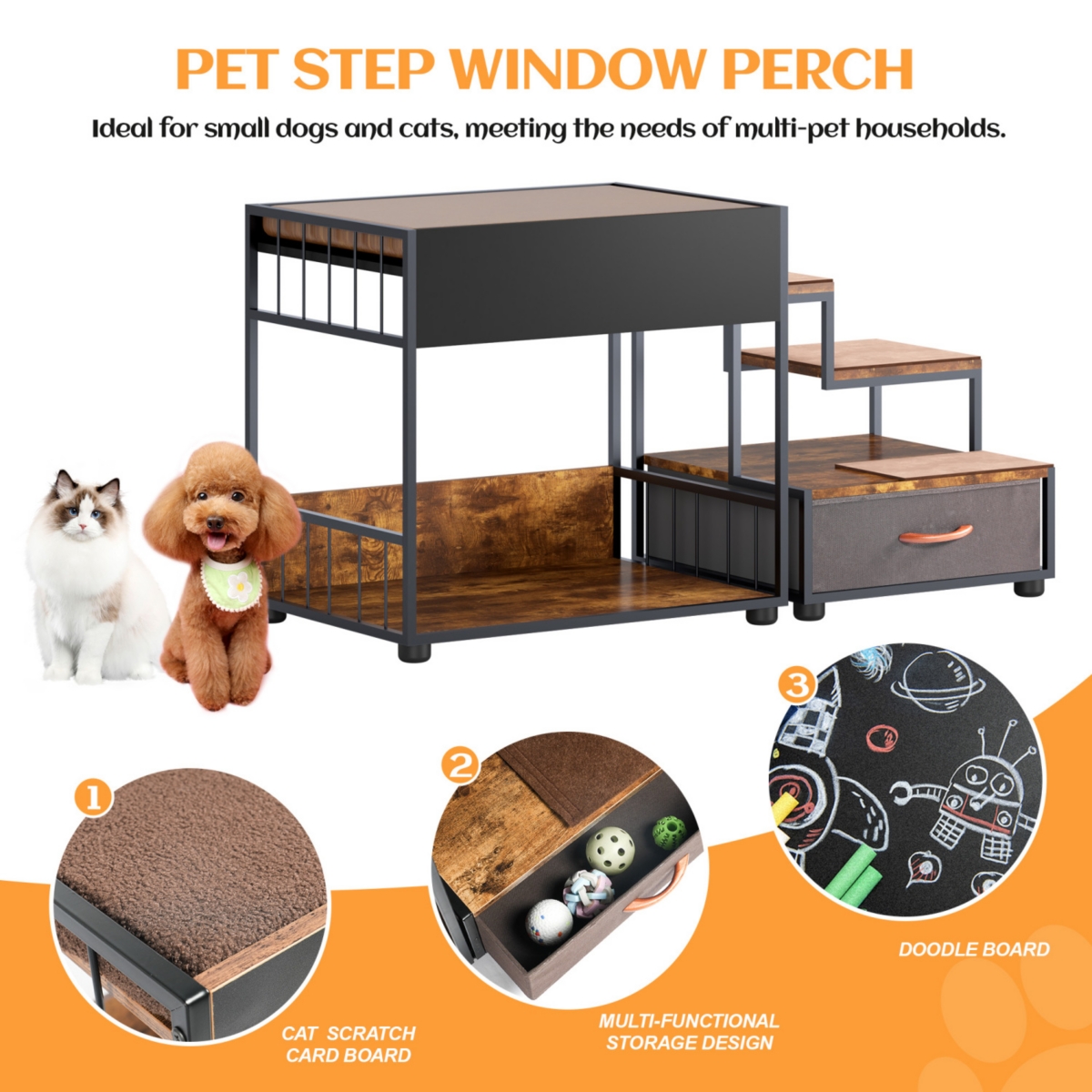 Streamdale Furniture Multi-Level Pet Window Perch with Storage