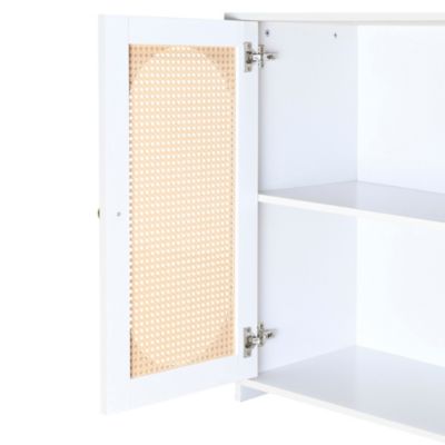 Streamdale Retro 3-Door Sideboard with Rattan Doors and Metal Handles