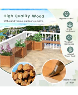 Wood Planter Box with Bench for Garden Yard Balcony