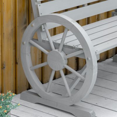 41" Outdoor Slatted Bench with Backrest, Light Gray