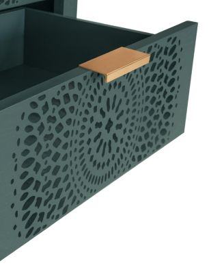 3-Drawer Carved Dresser Chest with Metal Handles