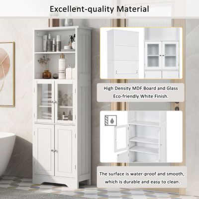 Tall White Storage Cabinet for Various Rooms