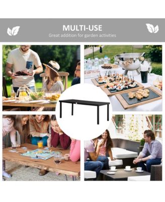 75" Outdoor Dining Table for 8, Aluminum Frame, Faux Wood Top