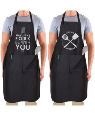 Funny Aprons for Men, Women & Couples 2-Pc.