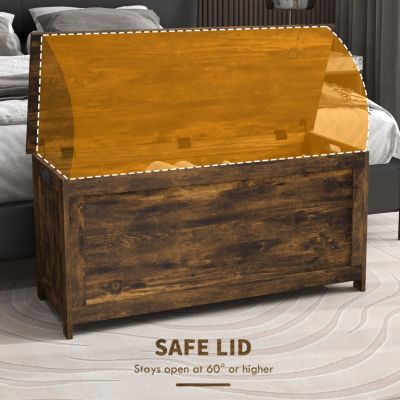 39.4" Storage Chest w/ 2 Safety Hinges, Wooden Box, Rustic Brown