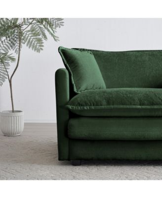Comfy Modular Oversized L-Shaped Sectional Sofa with Ottoman (Green)