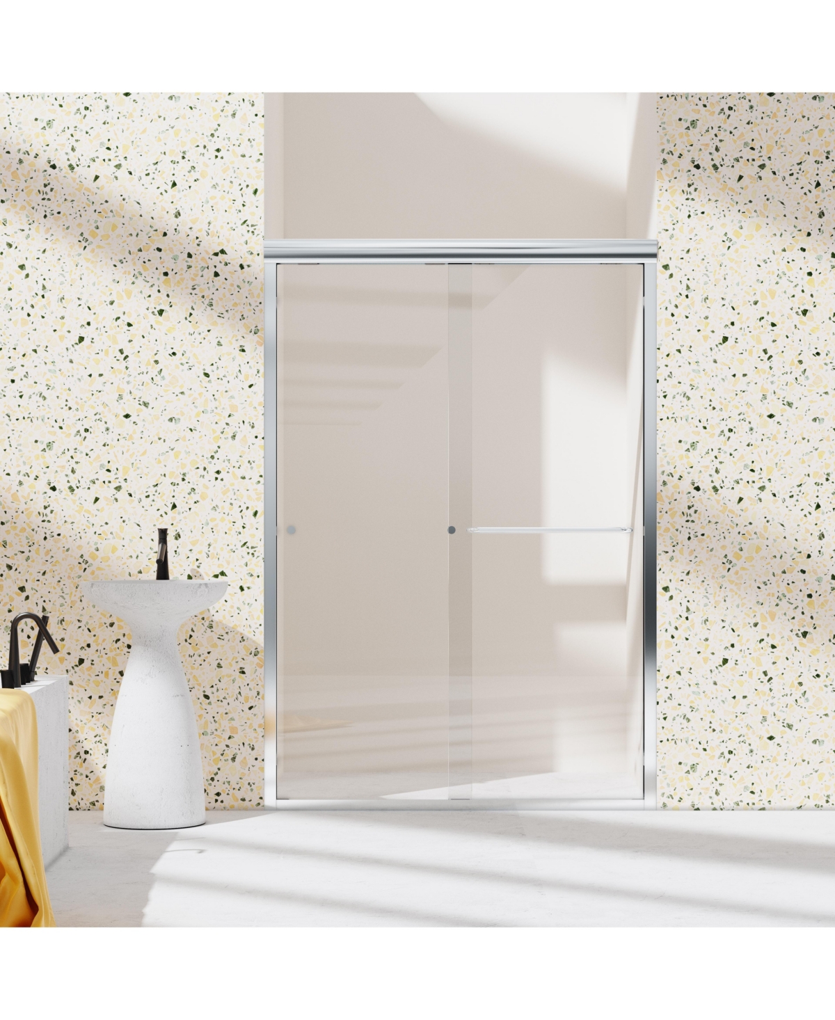 44"-48"W x 72"H Semi-Frameless Double Sliding Shower Door - Chrome