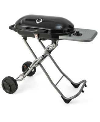 15000 BTU Portable Propane BBQ Grill with Wheels and Side Shelf-Black